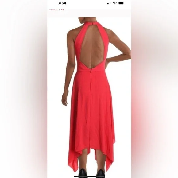 BCBG MaxAzria Annmarie crossover Halter Asymmetrical Dress size 0lipstick  red